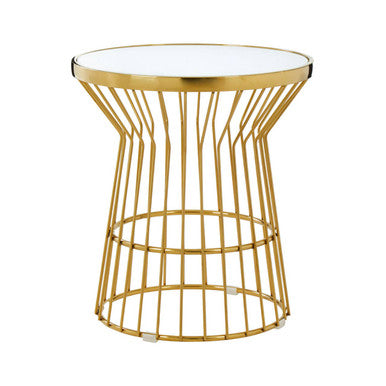 Tula Gold Finish Corset Base Side Table - Image 1