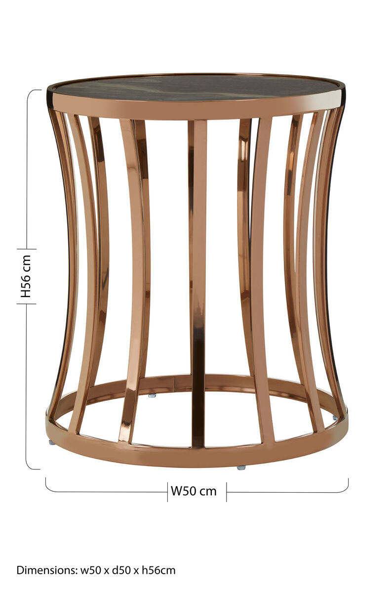 Tula Rose Gold Finish Round Side Table - Image 2