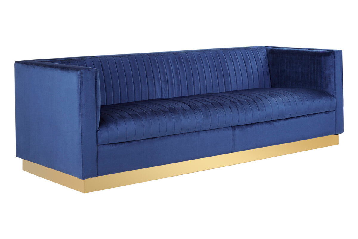 3 Seater Deep Blue Sofa, Opal - Image 3