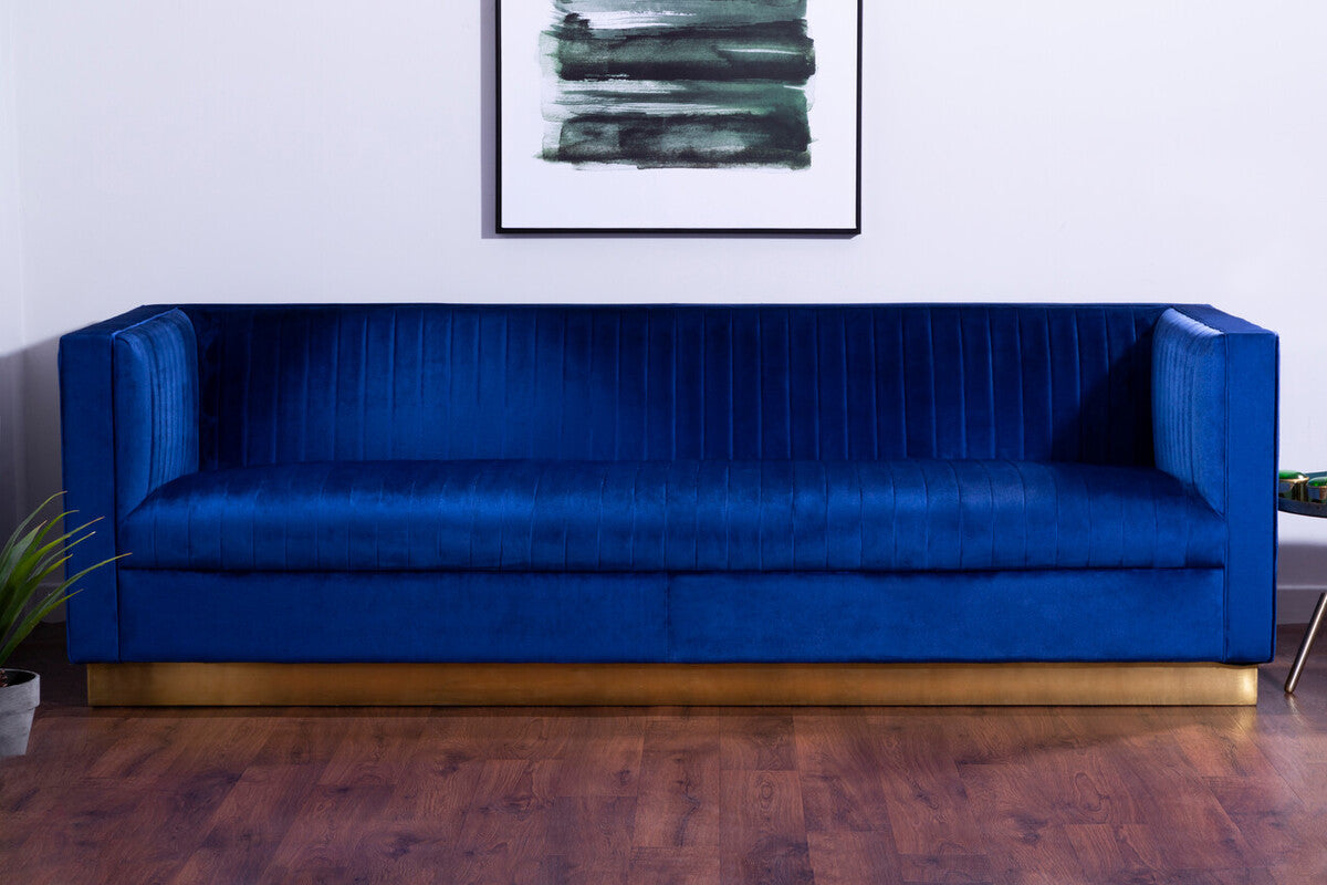 3 Seater Deep Blue Sofa, Opal - Image 6