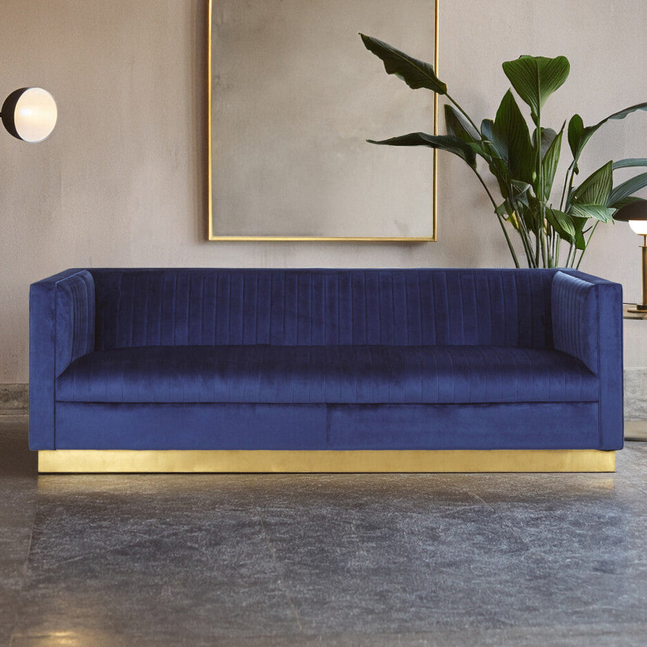 3 Seater Deep Blue Sofa, Opal - Image 1
