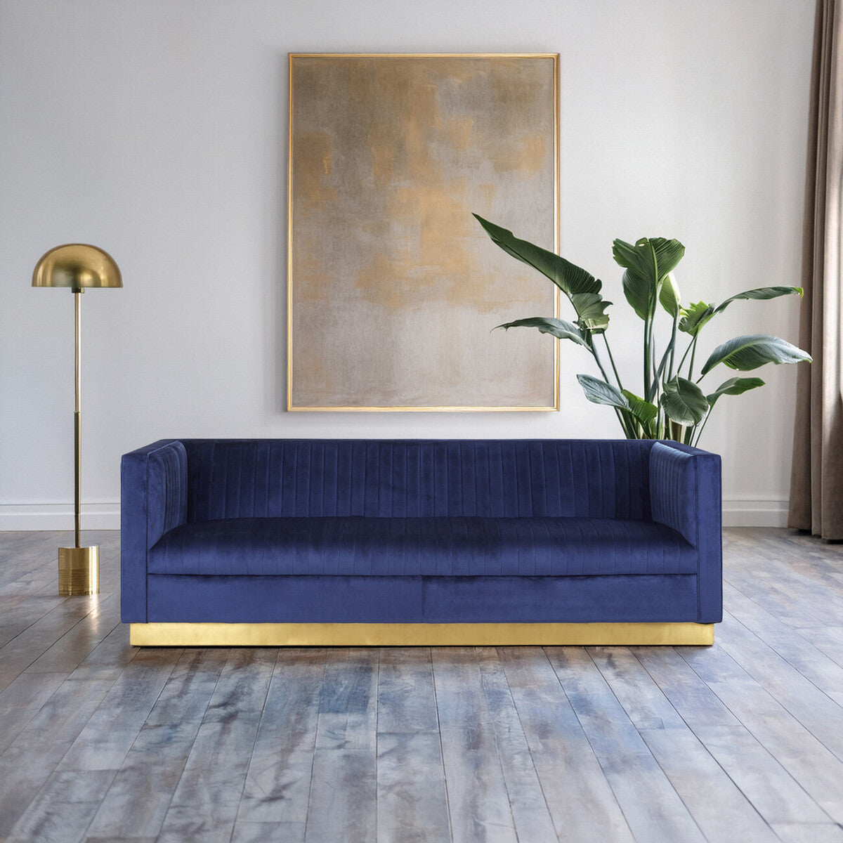 Opal 3 Seat Deep Blue Sofa