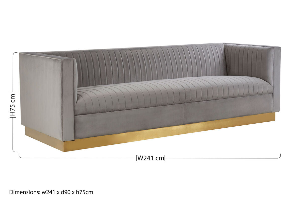 3 Seater Grey Sofa, Opal - Image 12