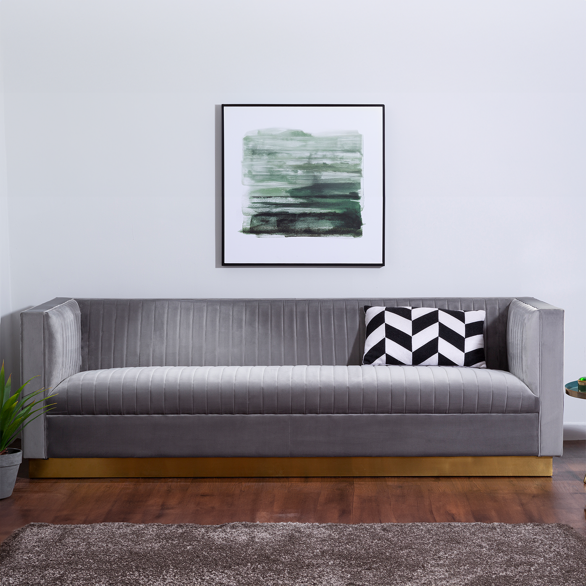 3 Seater Grey Sofa, Opal - Image 1