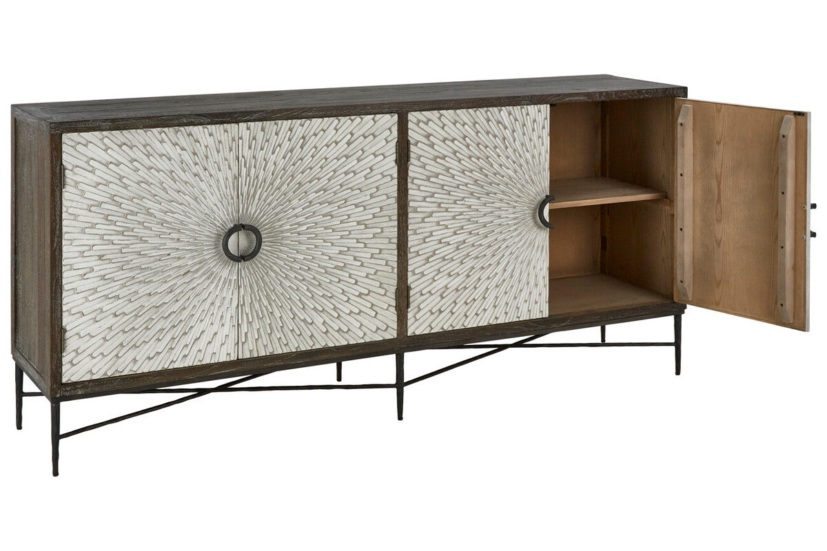 Milan 4 Door Recycled Elm Wood Sideboard - Image 8