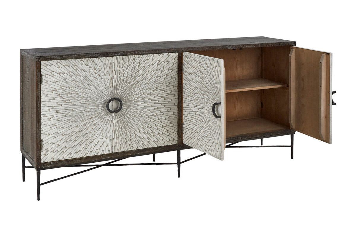 Milan 4 Door Recycled Elm Wood Sideboard - Image 9