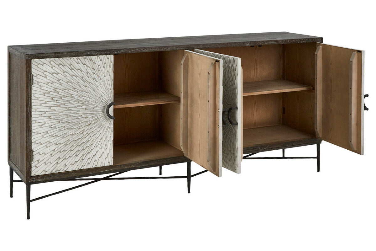 Milan 4 Door Recycled Elm Wood Sideboard - Image 11