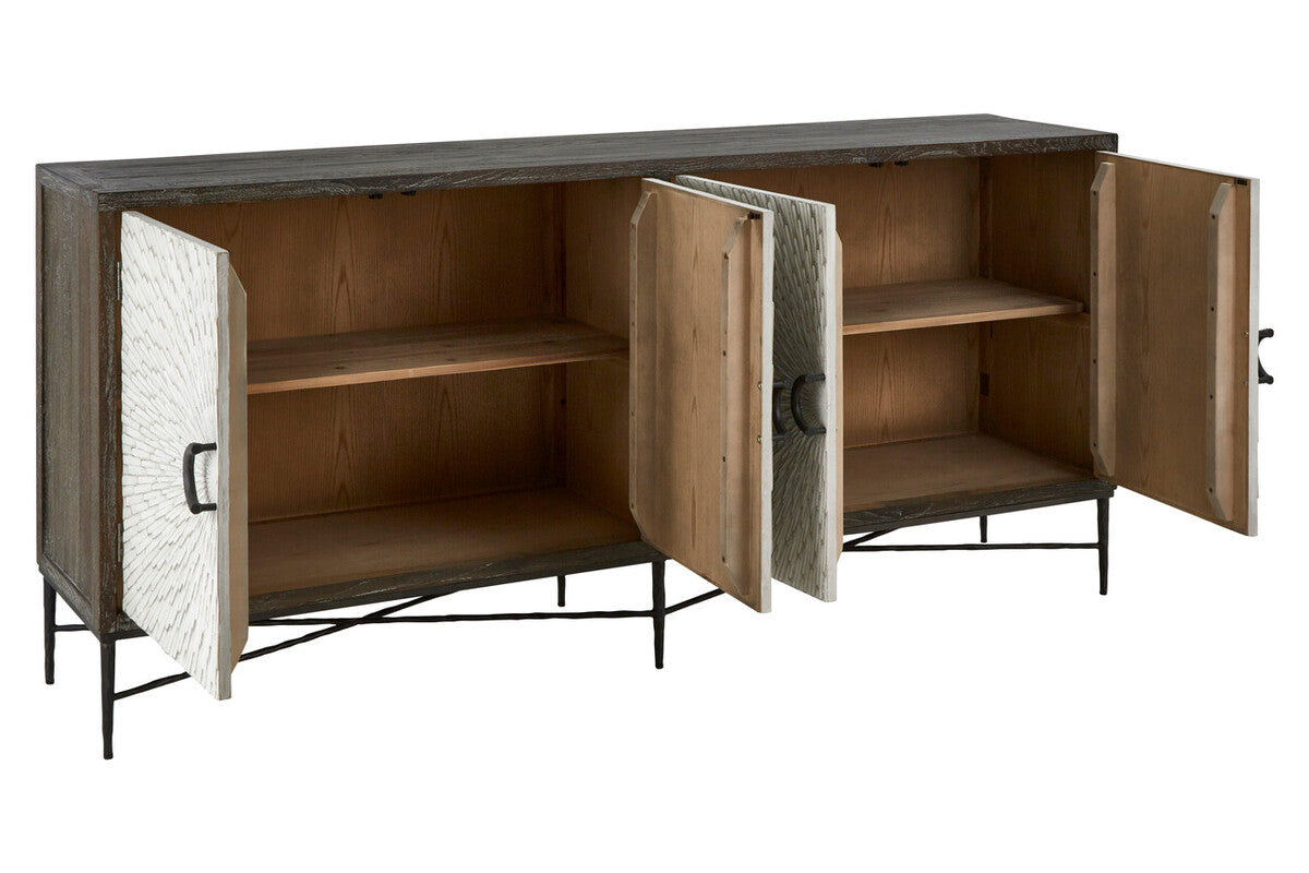 Milan 4 Door Recycled Elm Wood Sideboard - Image 10