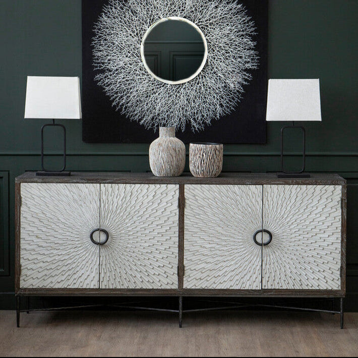 Milan 4 Door Recycled Elm Wood Sideboard - Image 1
