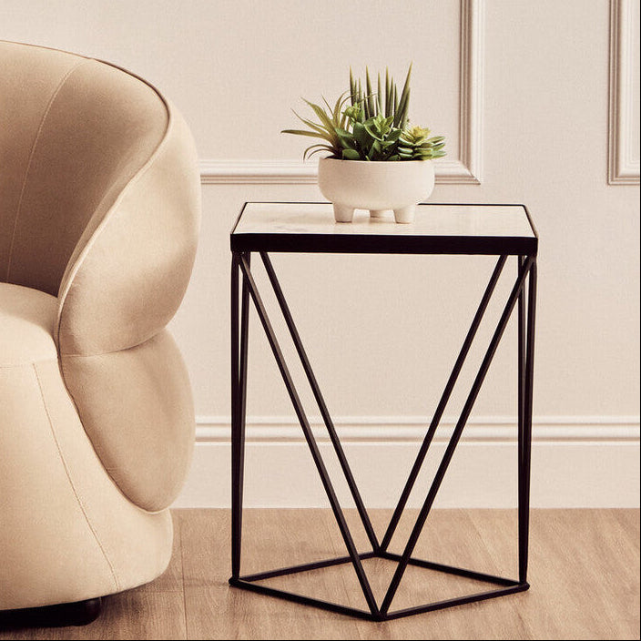 Shalimar Square Black Finish Base Side Table - Image 1