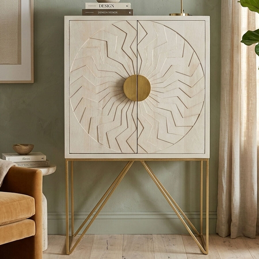 White Wash Mango Wood Cabinet | Sadras