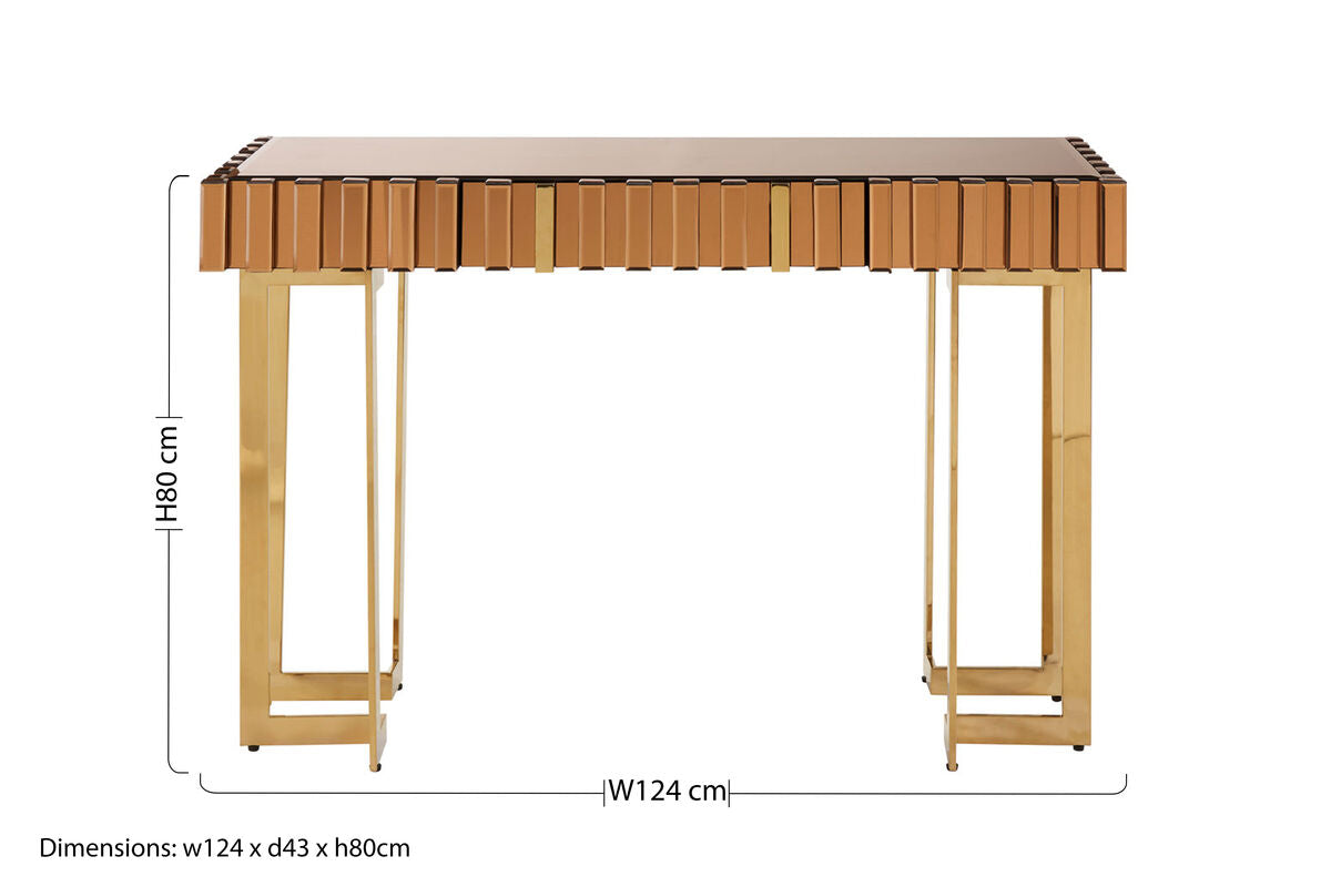 Rivoli Mirrored Top Console Table With Gold Polished Frame