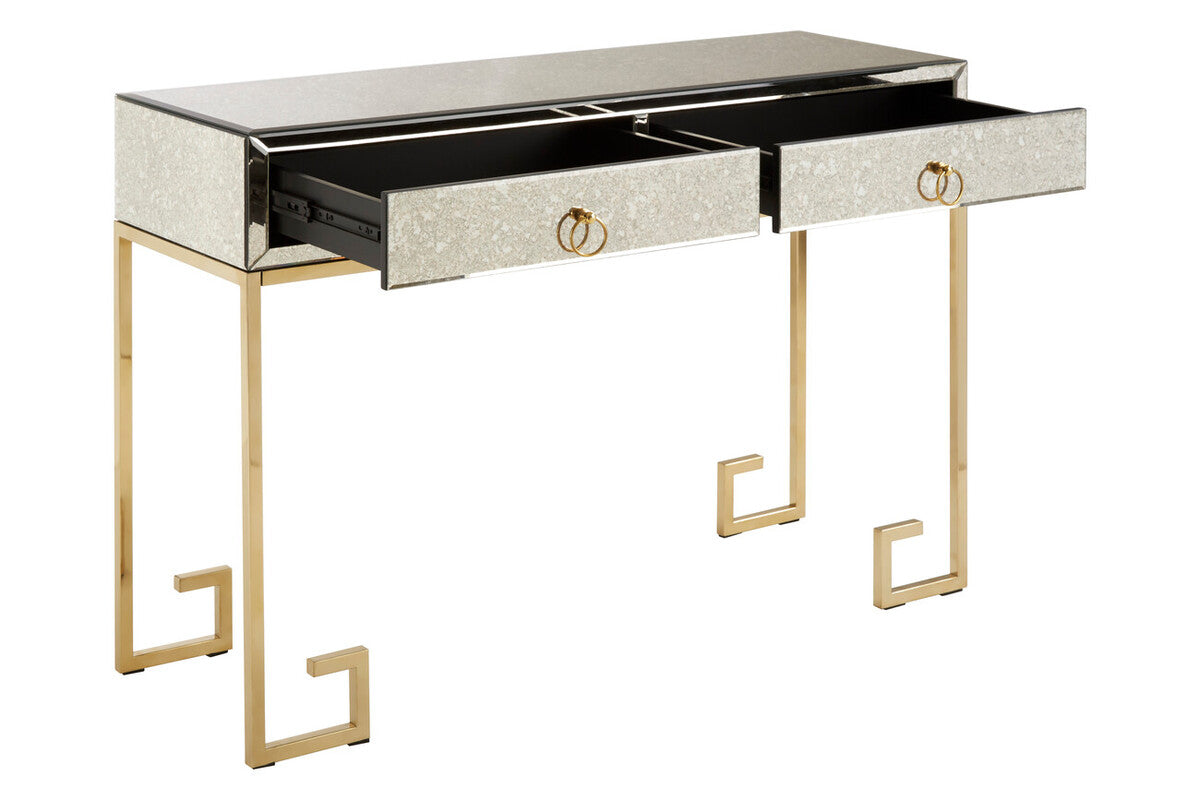 Rieti Antique Mirror and Gold Console Table