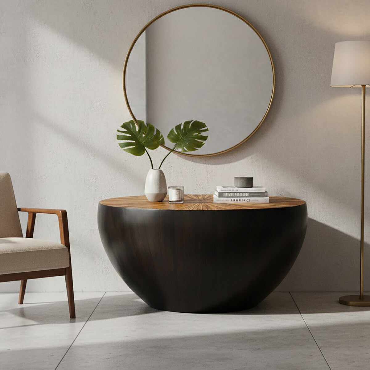 Gabo Round Ebony Console Table