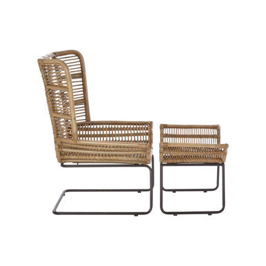 Manado Natural Rattan Lounge Chair And Footstool