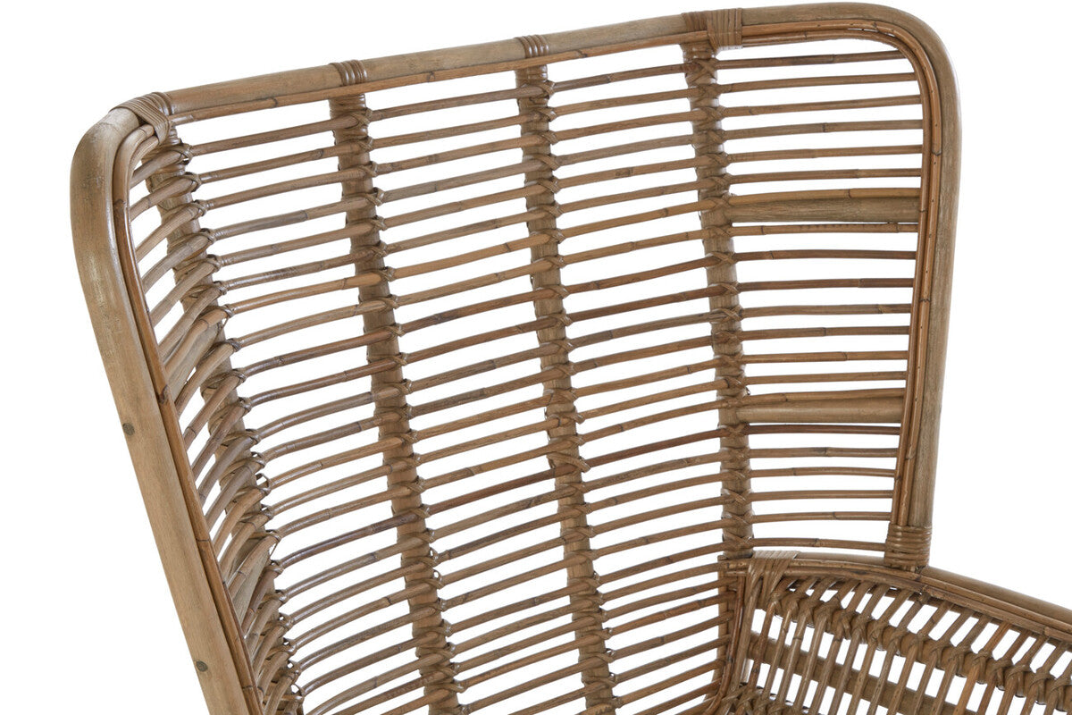 Manado Natural Rattan Lounge Chair And Footstool
