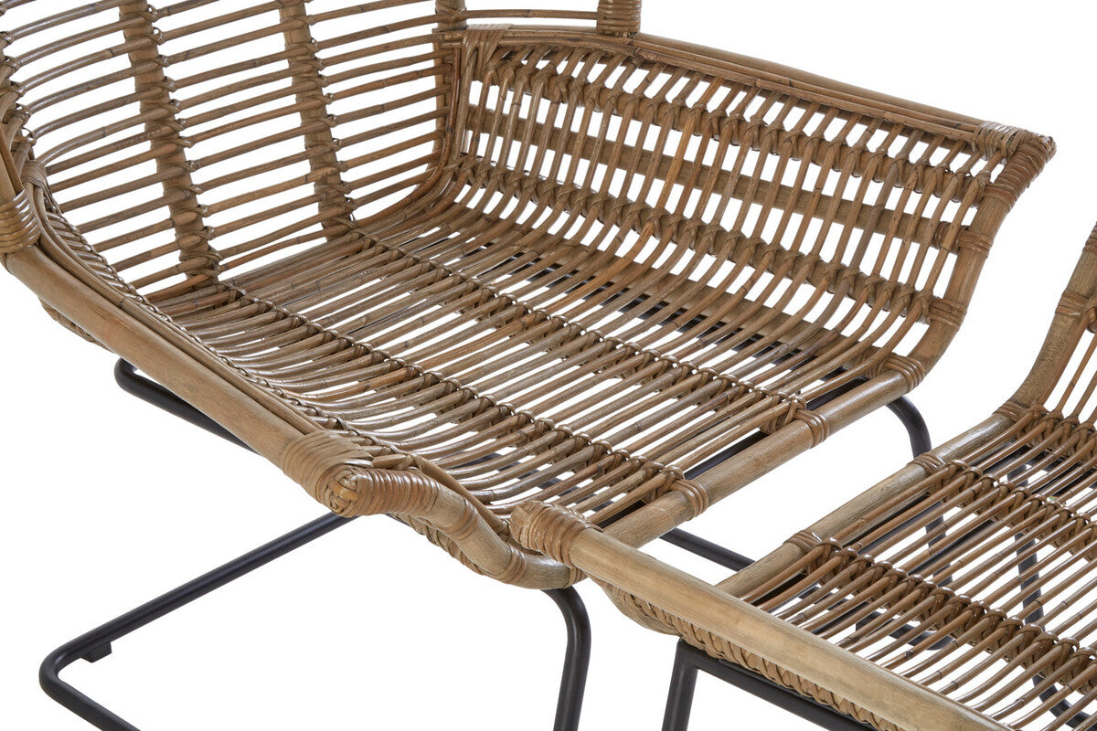 Manado Natural Rattan Lounge Chair And Footstool