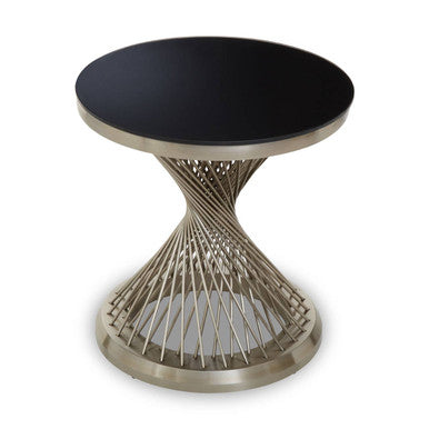 Anzio Hourglass Side Table with Silver Base