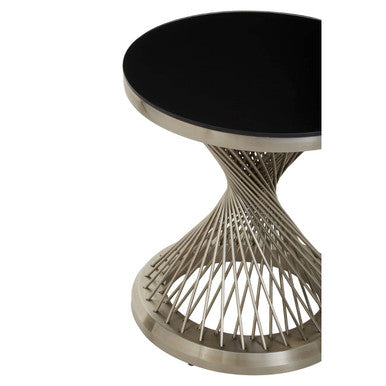Anzio Hourglass Side Table with Silver Base