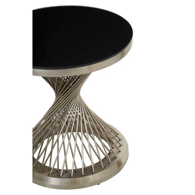 Anzio Hourglass Side Table with Silver Base