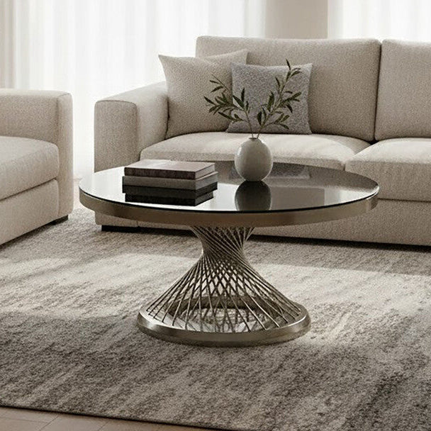Anzio Coffee Table with Silver Base - Image 1