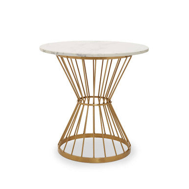Anzio Hourglass Dining Table with White Marble and Gold Base