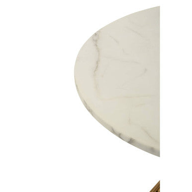 Anzio Hourglass Dining Table with White Marble and Gold Base - Image 6