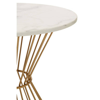 Anzio Hourglass Dining Table with White Marble and Gold Base