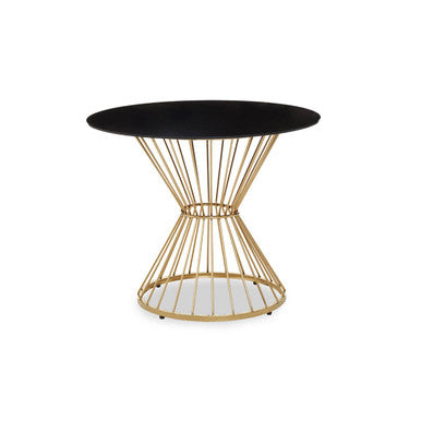 Anzio Hourglass Dining Table with Black Glass And Gold Base - Image 1