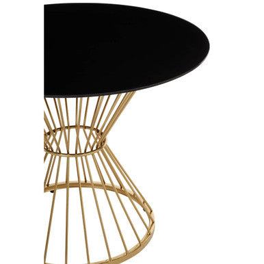 Anzio Hourglass Dining Table with Black Glass And Gold Base