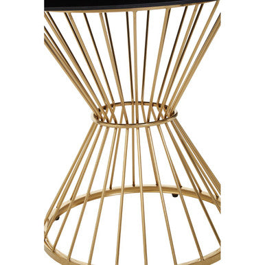 Anzio Hourglass Dining Table with Black Glass And Gold Base - Image 5