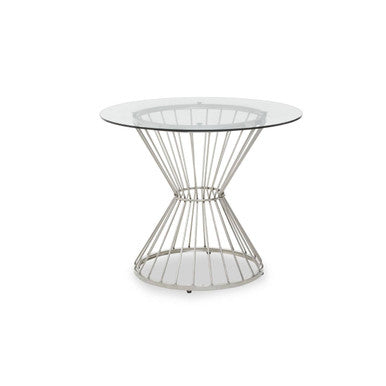 Anzio Hourglass Dining Table with Clear Glass and Silver Base - Image 2