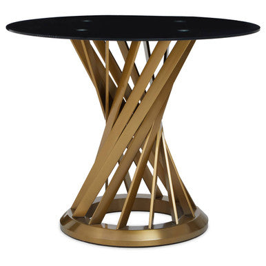 Anzio Black Glass And Gold Hourglass Base Dining Table - Image 2
