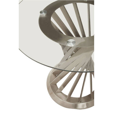 Anzio Clear Glass Top And Silver Hourglass Base Dining Table
