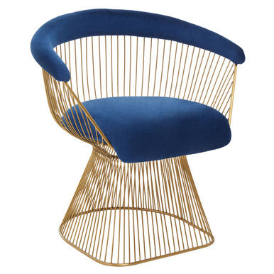 Anzio Navy Blue Velvet And Brushed Gold Chair