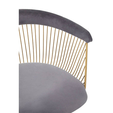 Anzio Grey Velvet And Brushed Gold Chair