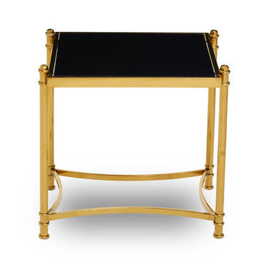 Ackley Gold Side Table with Black Glass