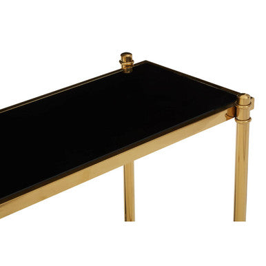 Ackley Gold Console Table with Black Glass