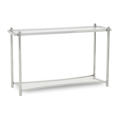 Ackley Silver Console Table with Clear Glass - Image 3