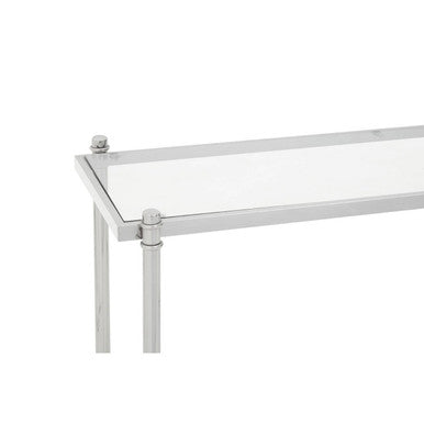 Ackley Silver Console Table with Clear Glass - Image 5