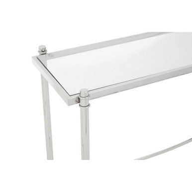 Ackley Silver Console Table with Clear Glass - Image 8