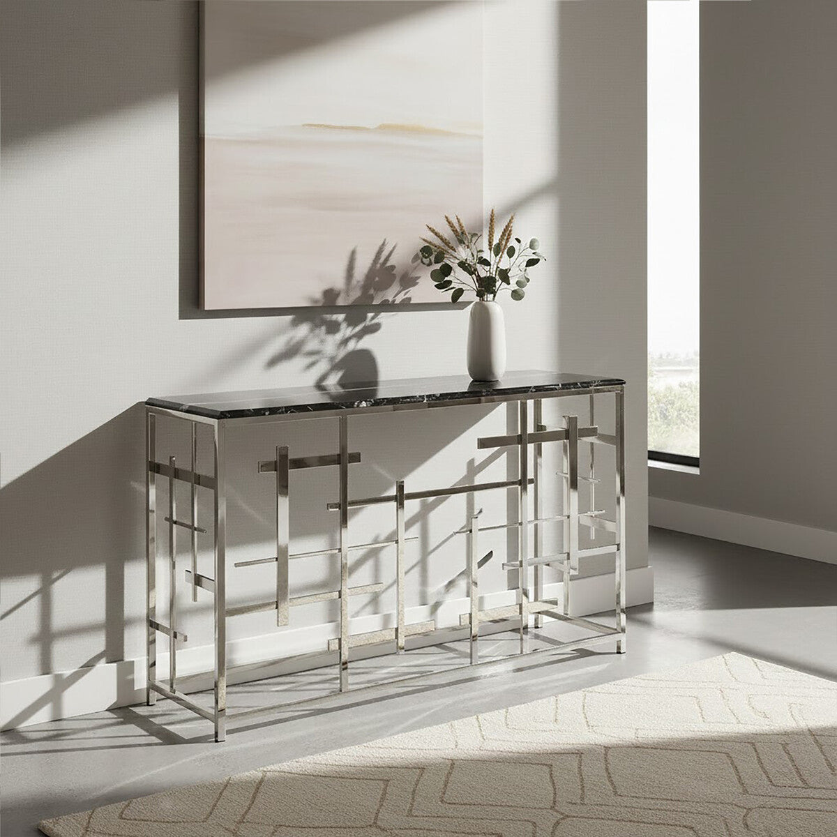 Aprilia Black Marble Console Table