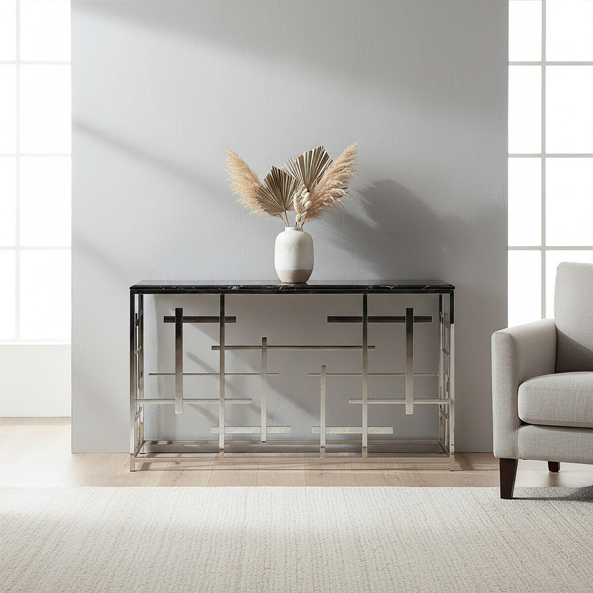 Aprilia Black Marble Console Table