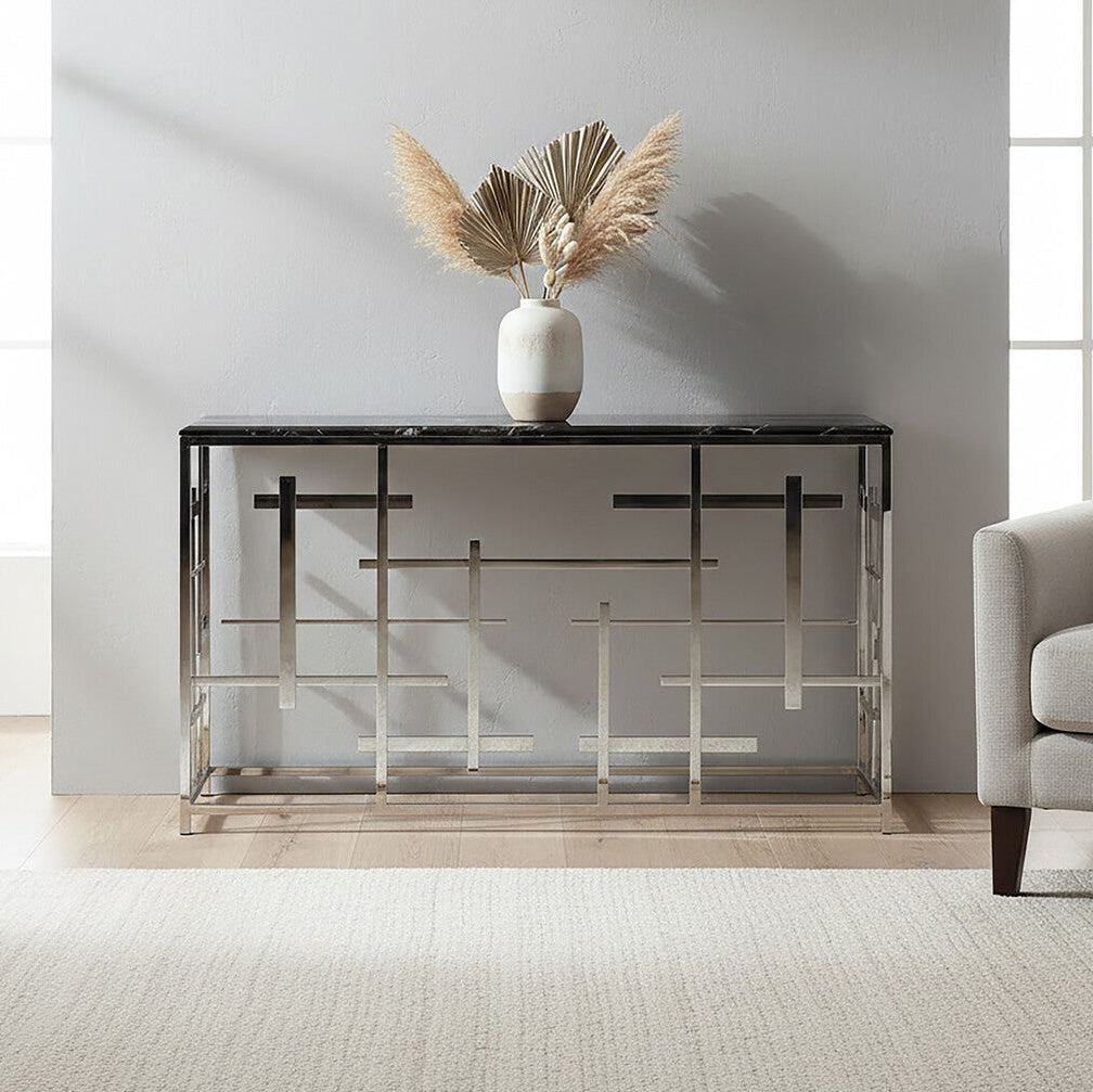 Aprilia Black Marble Console Table - Image 1