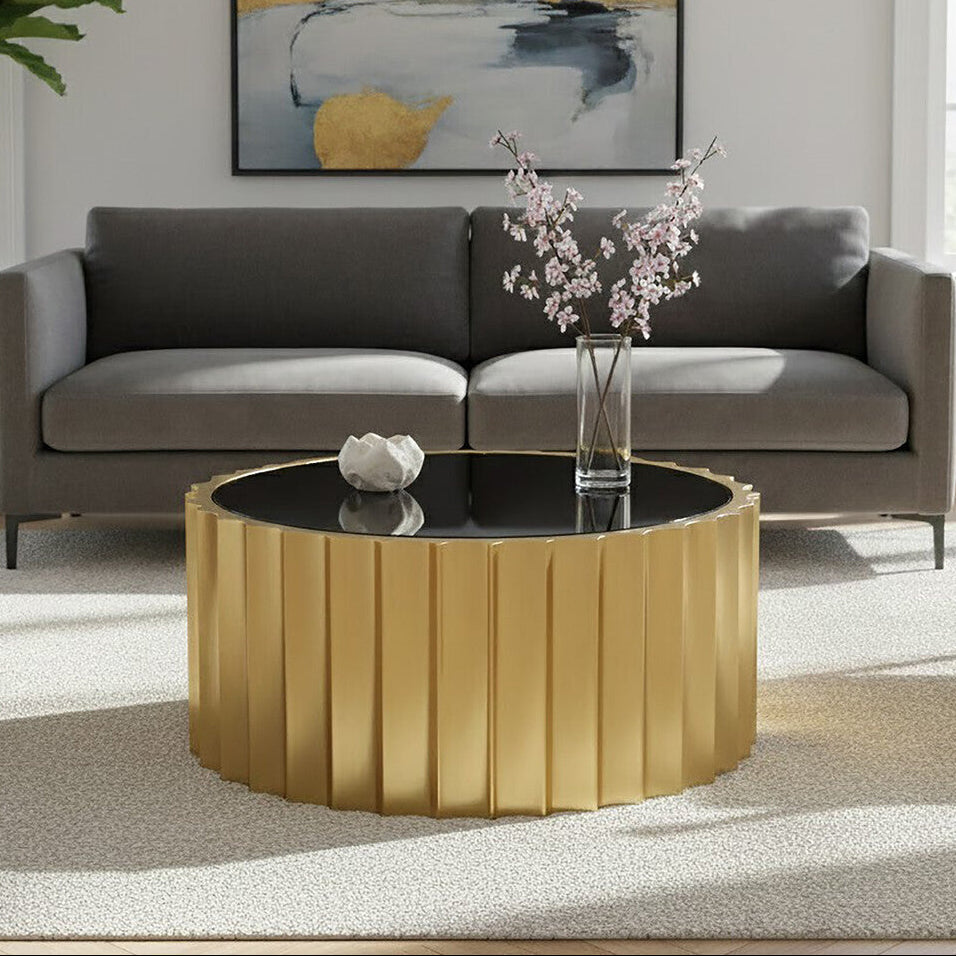 Alvaro Black And Titanium Round Coffee Table - Image 1