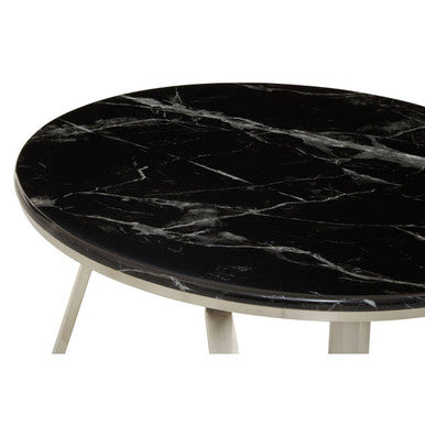 Alvaro Round Coffee Table With Black Marble Top