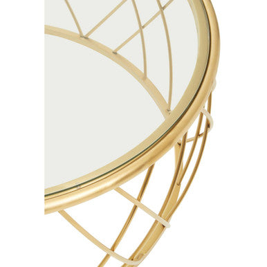 Ackley Gold Round Coffee Table with Clear Glass