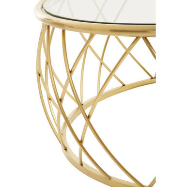 Ackley Gold Round Coffee Table with Clear Glass
