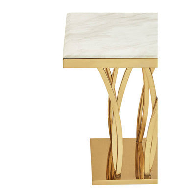 Arenza White Marble And Gold Side Table - Image 6