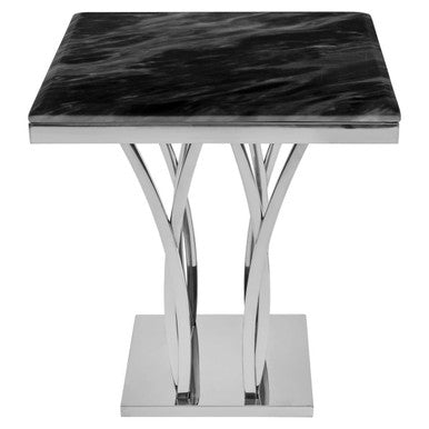 Arenza Black Marble And Silver Side Table